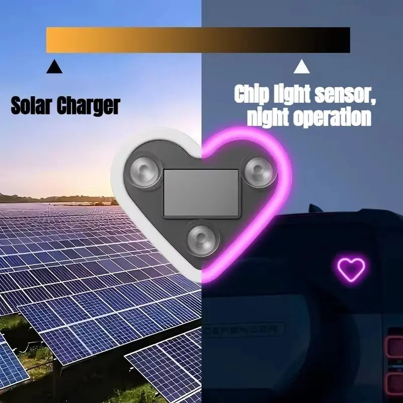 DIYSTAR™ Solar Heart Neon Light – Transform Your Car with Love, Light & Eco Power