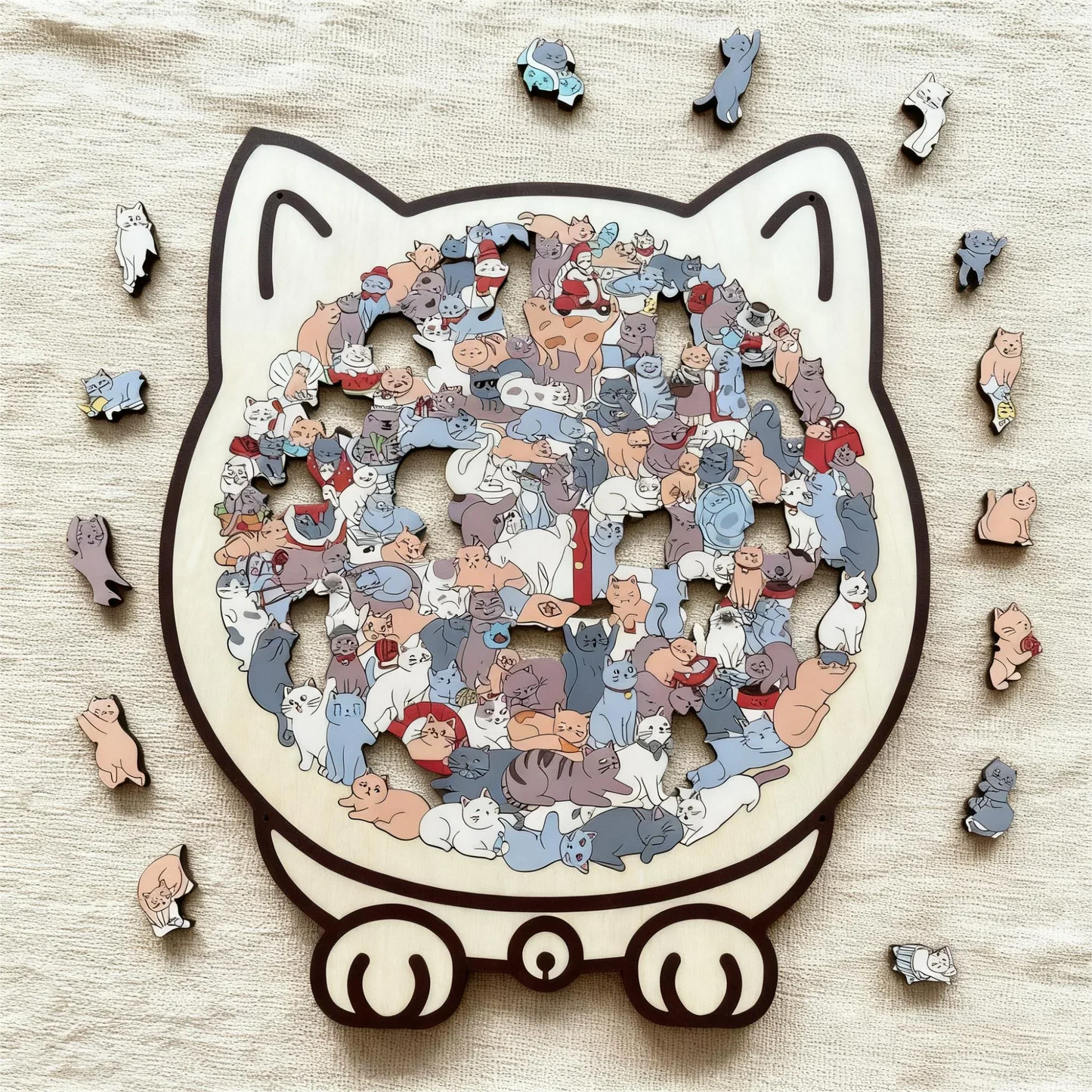 šNice Christmas Giftš
135-Piece Morandi-Colored Cat Shaped Wooden Jigsaw Puzzle