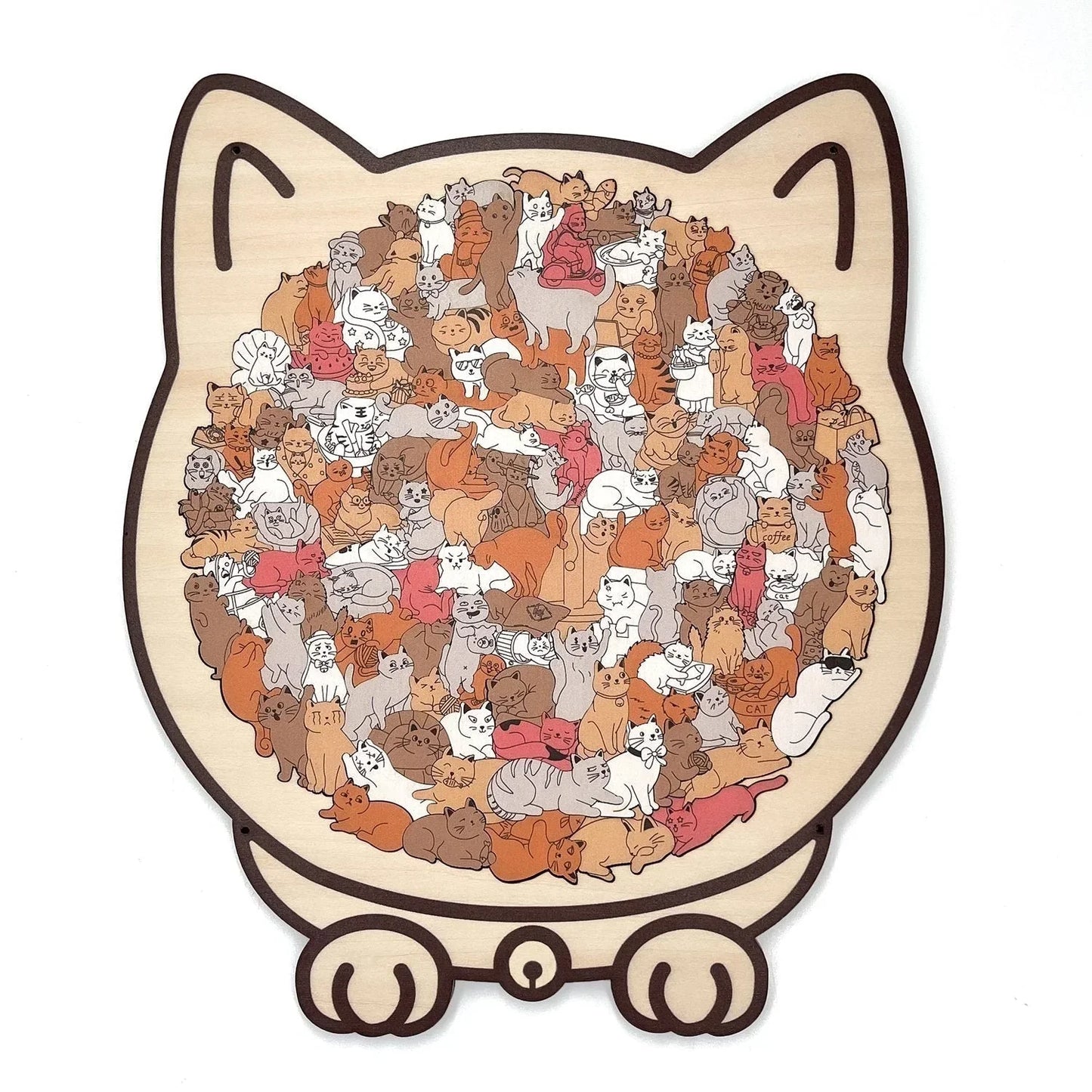 šNice Christmas Giftš
135-Piece Morandi-Colored Cat Shaped Wooden Jigsaw Puzzle