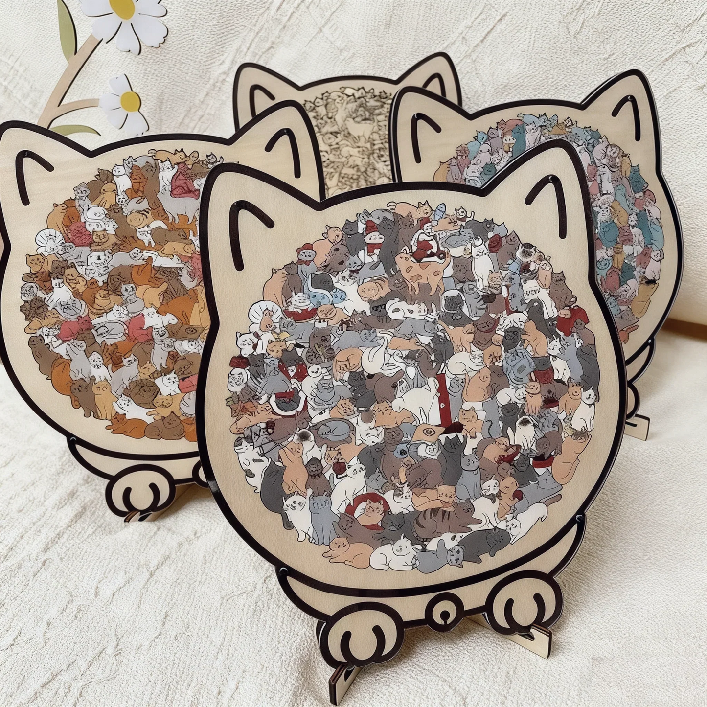 šNice Christmas Giftš
135-Piece Morandi-Colored Cat Shaped Wooden Jigsaw Puzzle