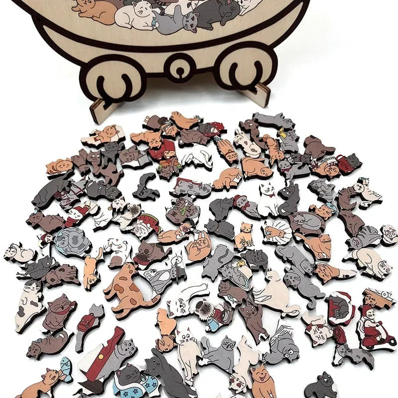 šNice Christmas Giftš
135-Piece Morandi-Colored Cat Shaped Wooden Jigsaw Puzzle