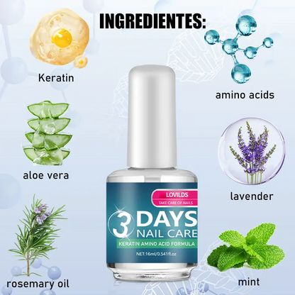 💅LOVILDS™ 3 Days Nail Care - Keratin Amino Acid Formula for Superior Nail Nourishment Manicure Treatment with High Brightness & Scratch Resistance